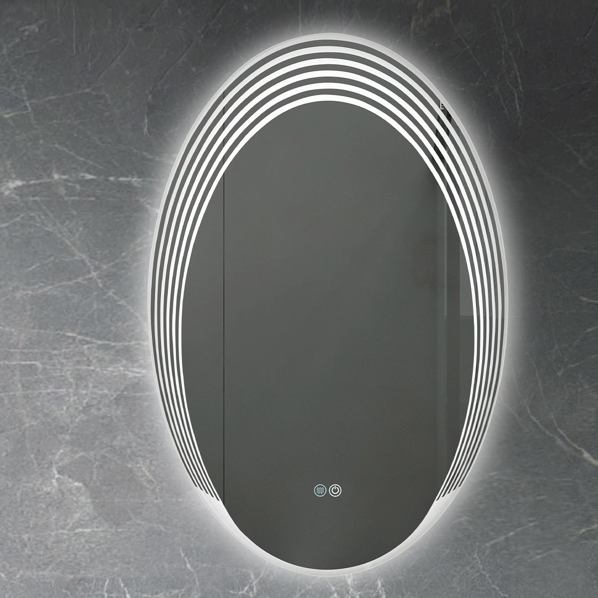 LED-Spiegel, 5 mm Glas, Anti-Beschlag, Touch-Taste, 3 Lichtfarben, Einstellbare Helligkeit, Maße 60 x 90 cm, Nova
