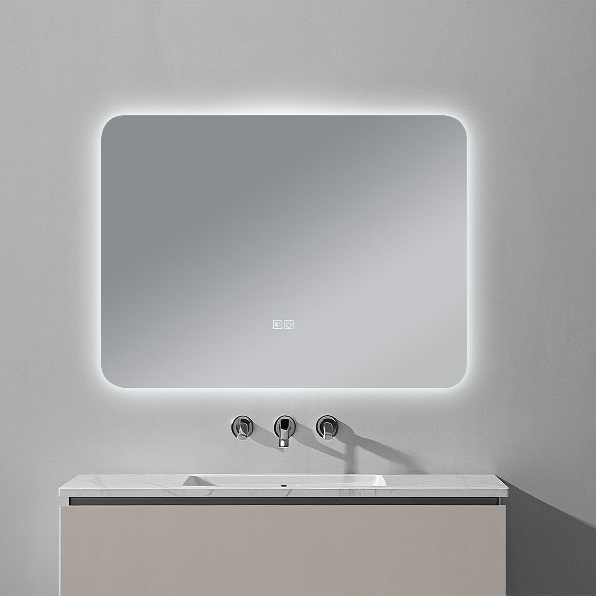 Badezimmerspiegel EGO – Louie, mit LED, Anti-Beschlag und Touch-Schalter, Größen: 60-140x70-80 cm