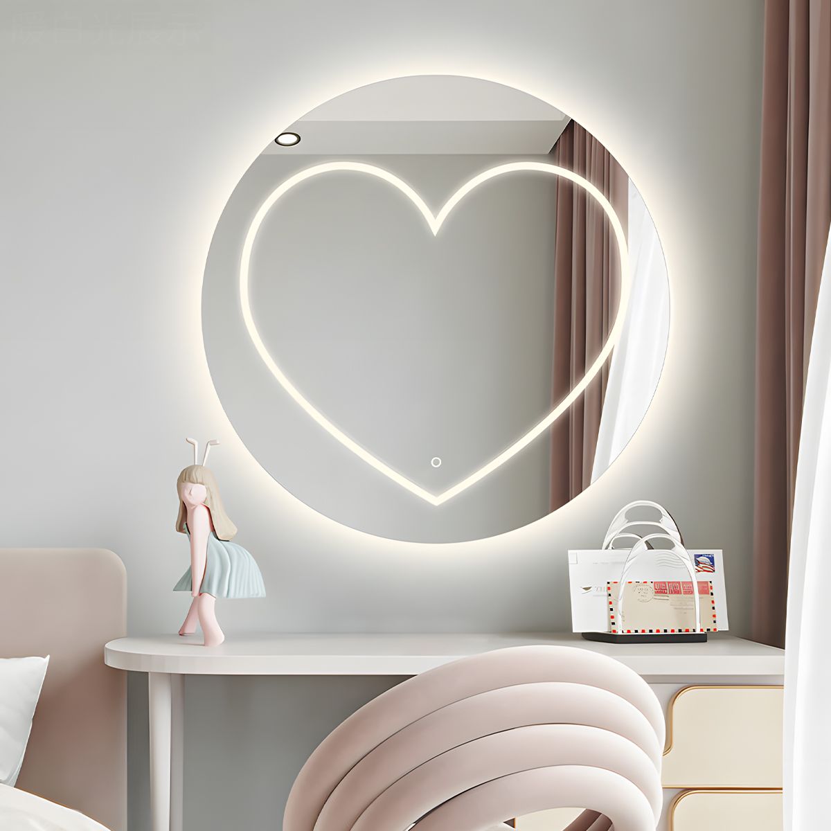 Smart-LED-Spiegel, 5 mm, Anti-Beschlag, Touch-Taste, 3 Lichtfarben, Durchmesser 80,90 cm, Cuore
