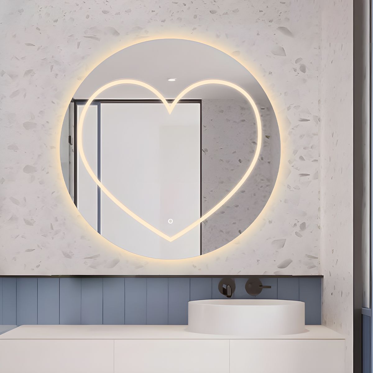 Smart-LED-Spiegel, 5 mm, Anti-Beschlag, Touch-Taste, 3 Lichtfarben, Durchmesser 80,90 cm, Cuore