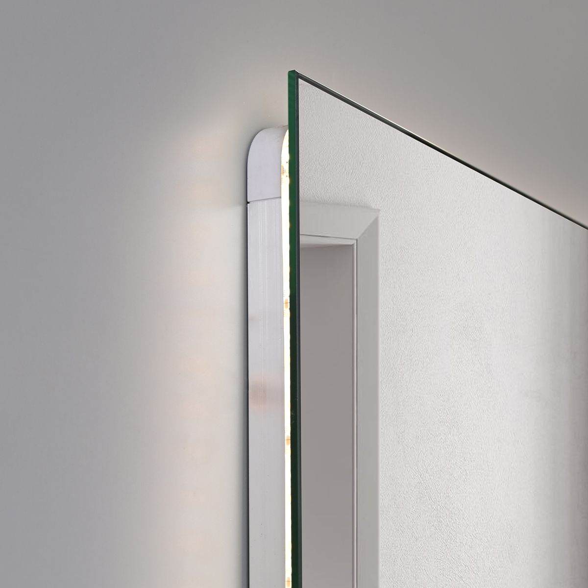 Smart LED-Spiegel, Bluetooth, 3 Lichtfarben, 5 mm, Sensor, Zeit und Temperatur, Anti-Beschlag, Touch, 60-70x80-140 cm, Rubin