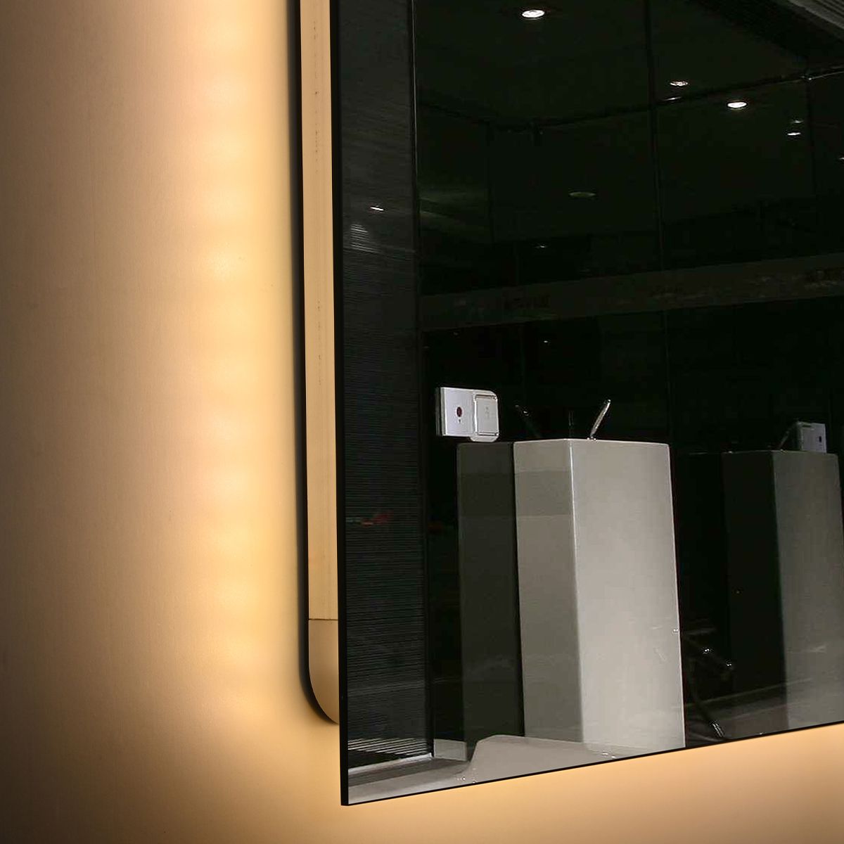 Smart LED-Spiegel, Bluetooth, 3 Lichtfarben, 5 mm, Sensor, Zeit und Temperatur, Anti-Beschlag, Touch, 60-70x80-140 cm, Rubin