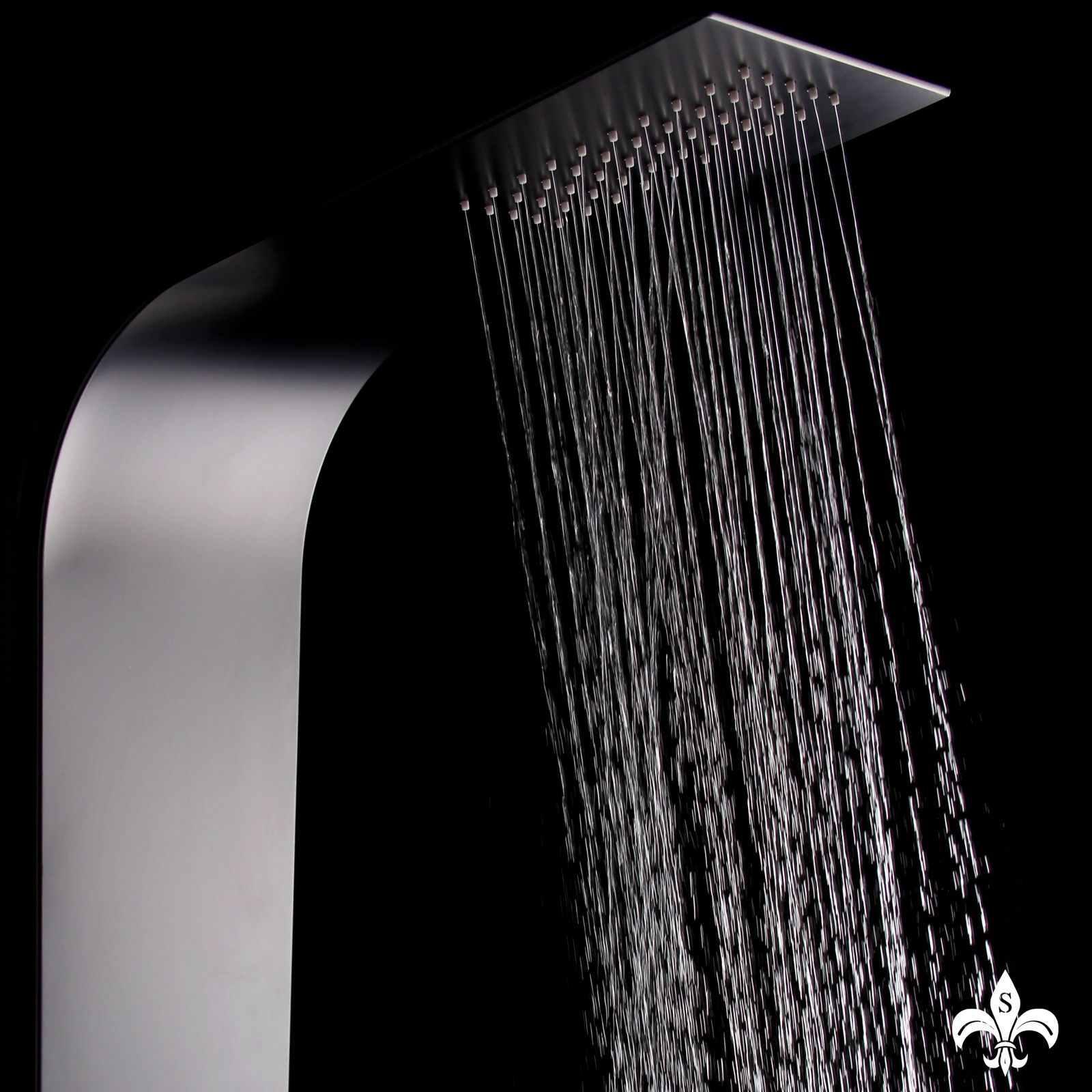 Aluminium-Duschpaneel 7801, Mattschwarz, besonderes Design, Hydromassage, Thermostat
