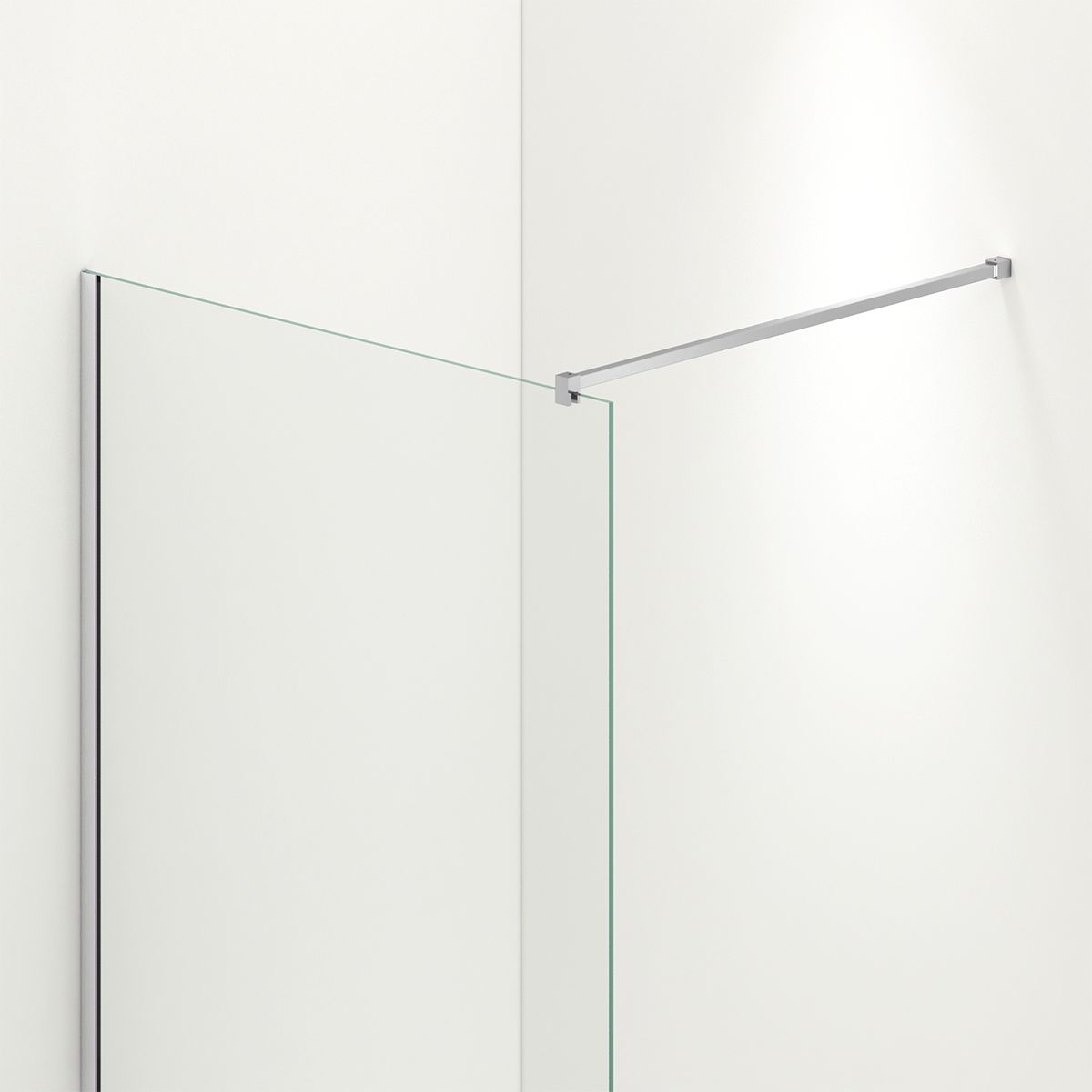 Duschwand für die Badewanne, feststehend, transparent, Chromprofile, Sicherheitsglas 8 mm, 80-90x150 cm, Nora