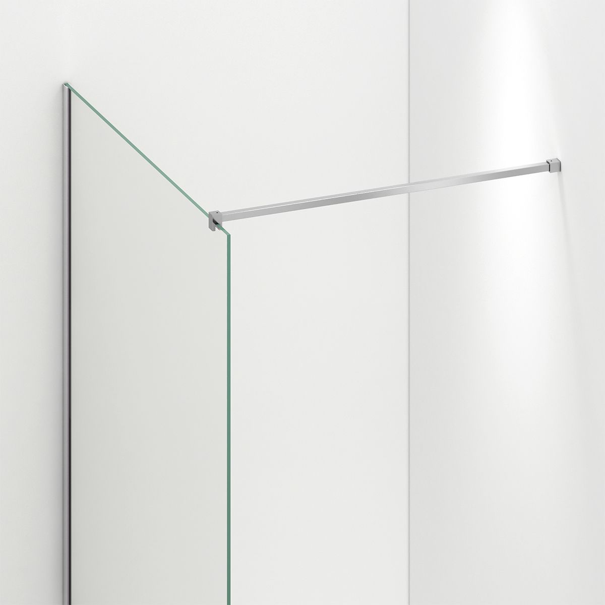 Duschwand für die Badewanne, feststehend, transparent, Chromprofile, Sicherheitsglas 8 mm, 80-90x150 cm, Nora