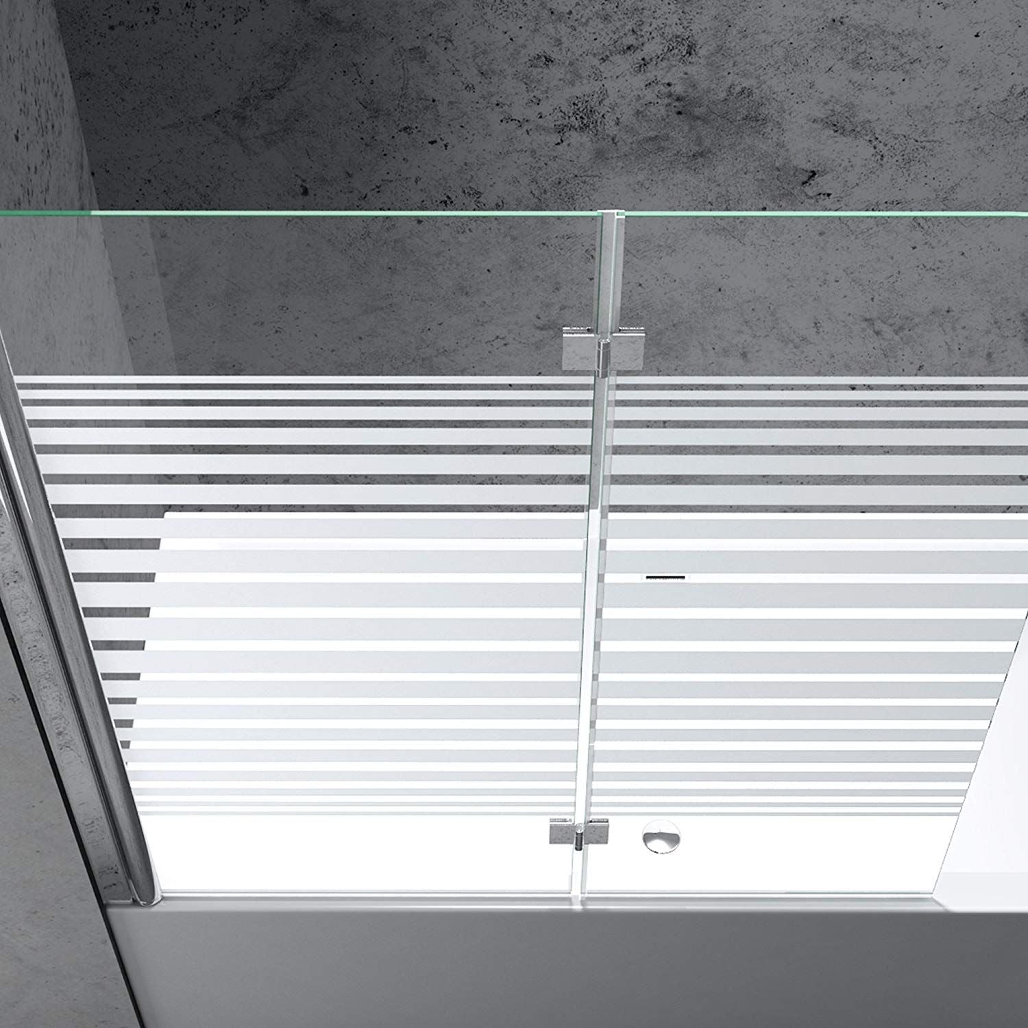 Badabtrennung EGO-1408S, 120x140 cm, Teilweise Satiniert, 6-mm-Sicherheitsglas, 180° schwenkbar, Nano Easy Clean Beschichtung