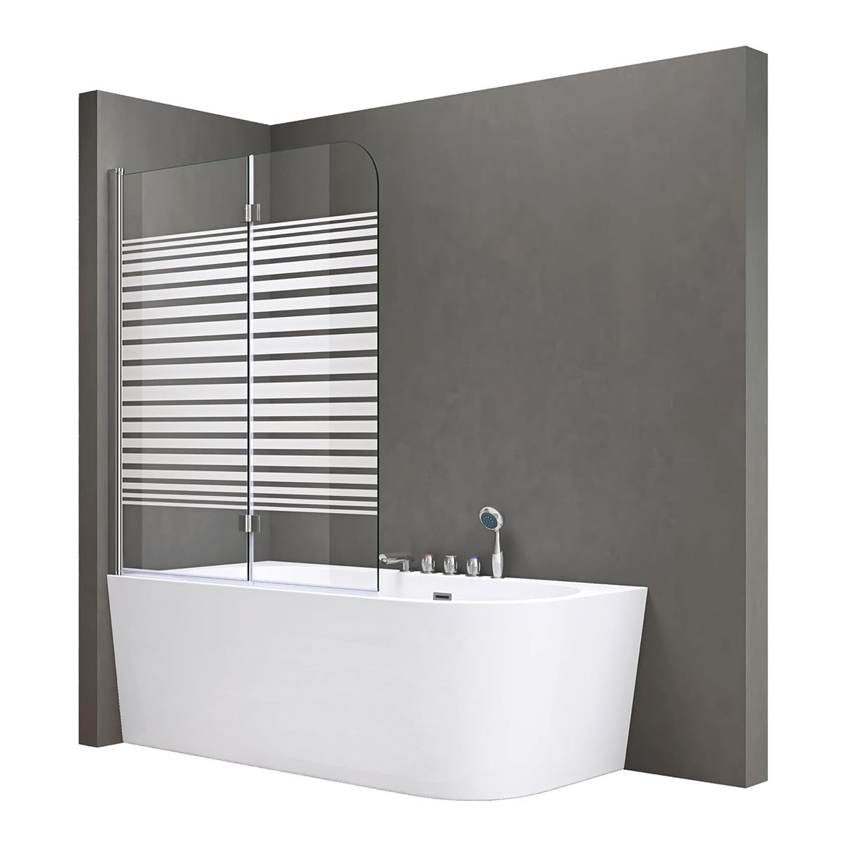 Badabtrennung EGO-1408S, 120x140 cm, Teilweise Satiniert, 6-mm-Sicherheitsglas, 180° schwenkbar, Nano Easy Clean Beschichtung