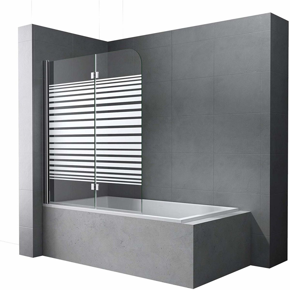 Badabtrennung EGO-1408S, 120x140 cm, Teilweise Satiniert, 6-mm-Sicherheitsglas, 180° schwenkbar, Nano Easy Clean Beschichtung