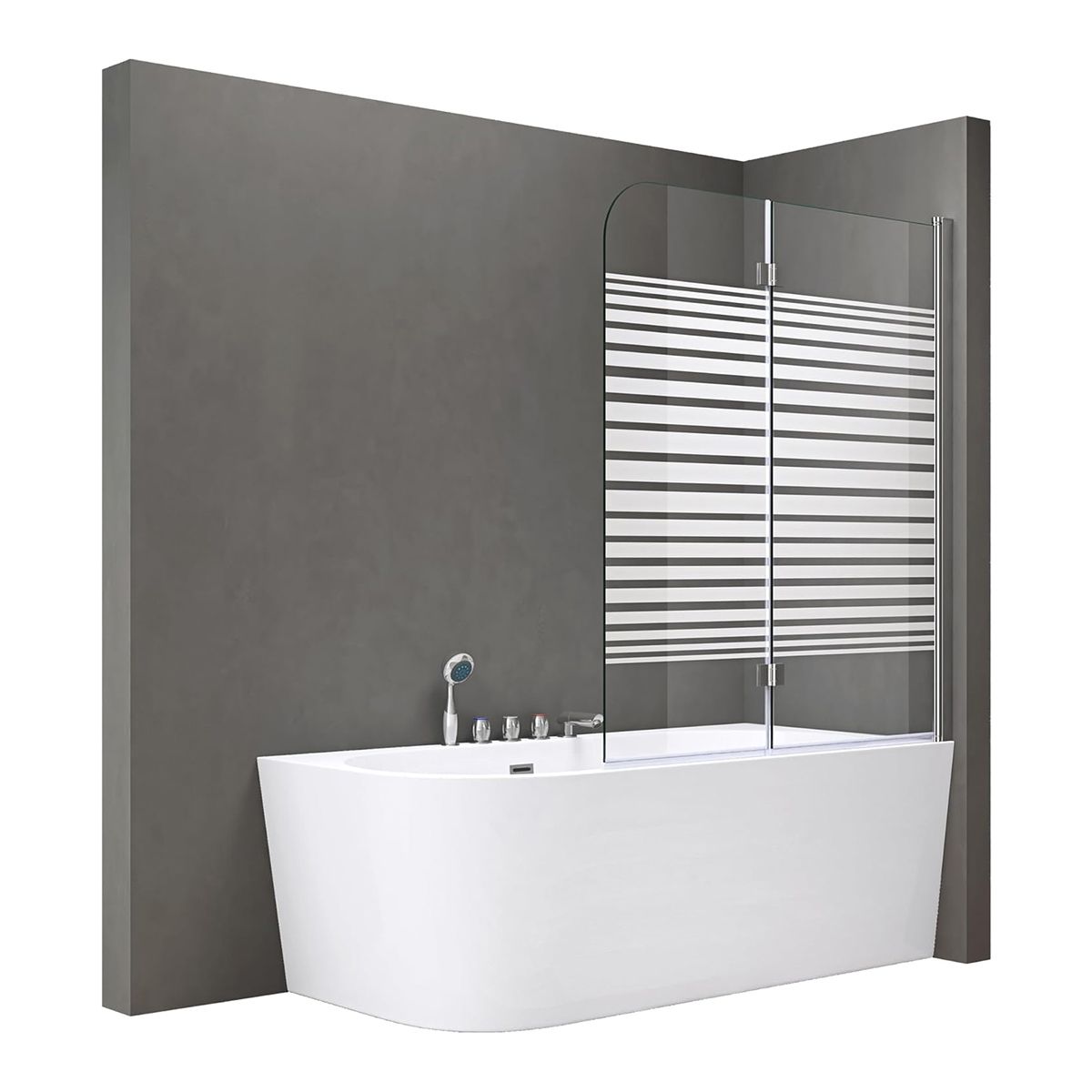 Badabtrennung EGO-1408S, 120x140 cm, Teilweise Satiniert, 6-mm-Sicherheitsglas, 180° schwenkbar, Nano Easy Clean Beschichtung