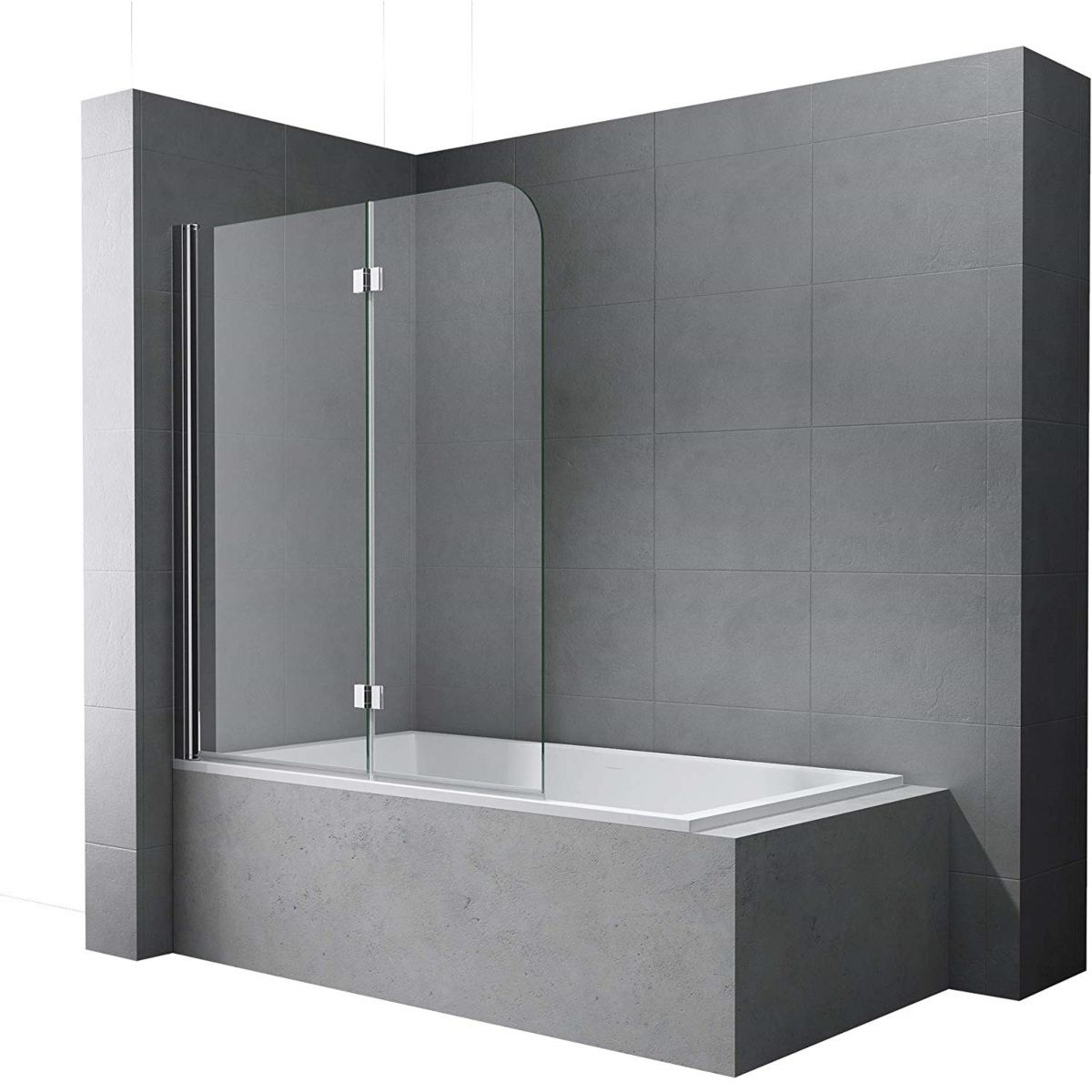 Badabtrennung EGO-1408, 120x140 cm, Transparent, 6-mm-Sicherheitsglas, 180° schwenkbar, Nano Easy Clean Beschichtung