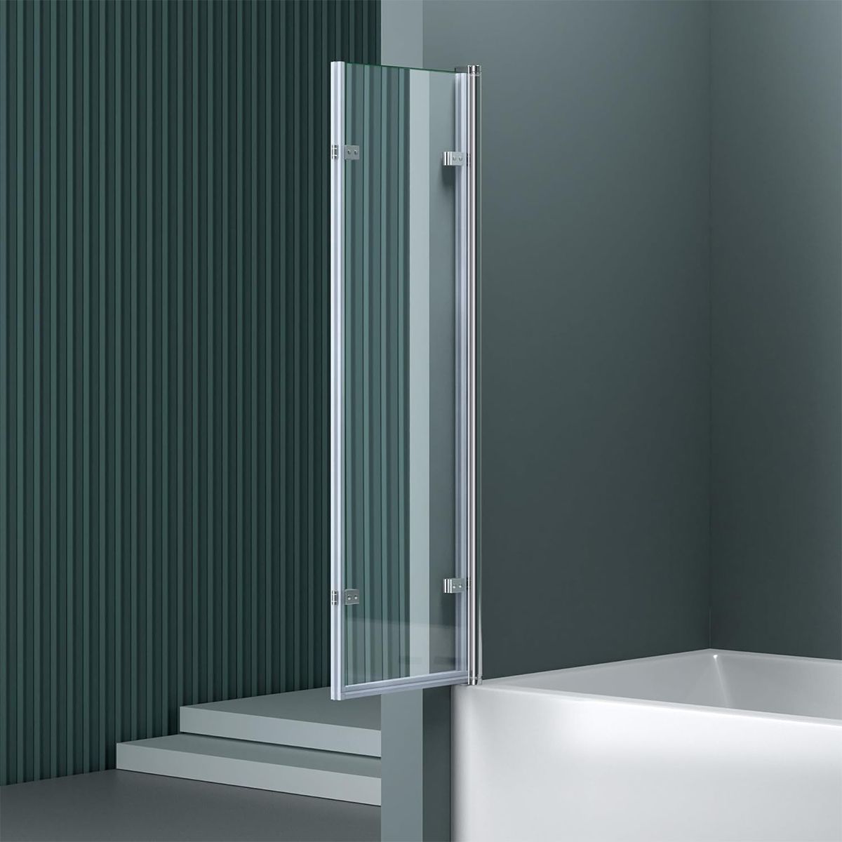 Badabtrennung EGO-116, 130x140 cm, Sicherheitsglas 6 mm, 180° schwenkbar, Linksmontage, EGO-116, Nano Easy Clean Beschichtung