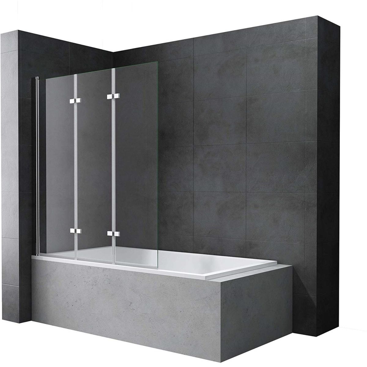 Badabtrennung EGO-116, 130x140 cm, Sicherheitsglas 6 mm, 180° schwenkbar, Linksmontage, EGO-116, Nano Easy Clean Beschichtung