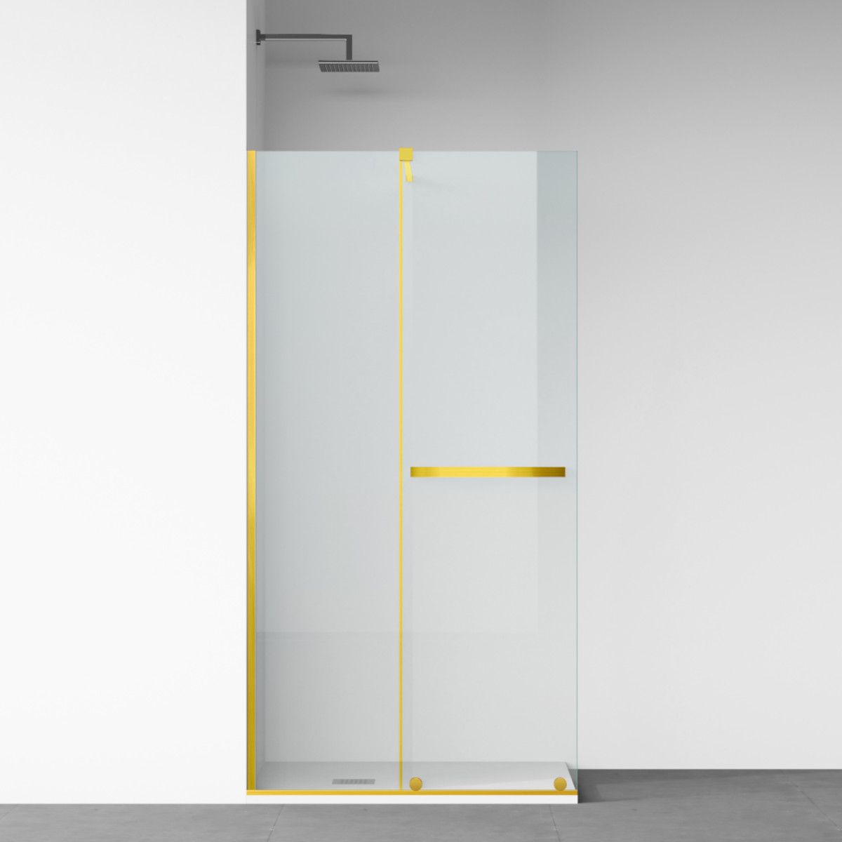 Walk-In Duschwand, 6 mm Sicherheitsglas, 2 Elemente, gleitend, Maße 100-120x200 cm, Mattgold, Benito