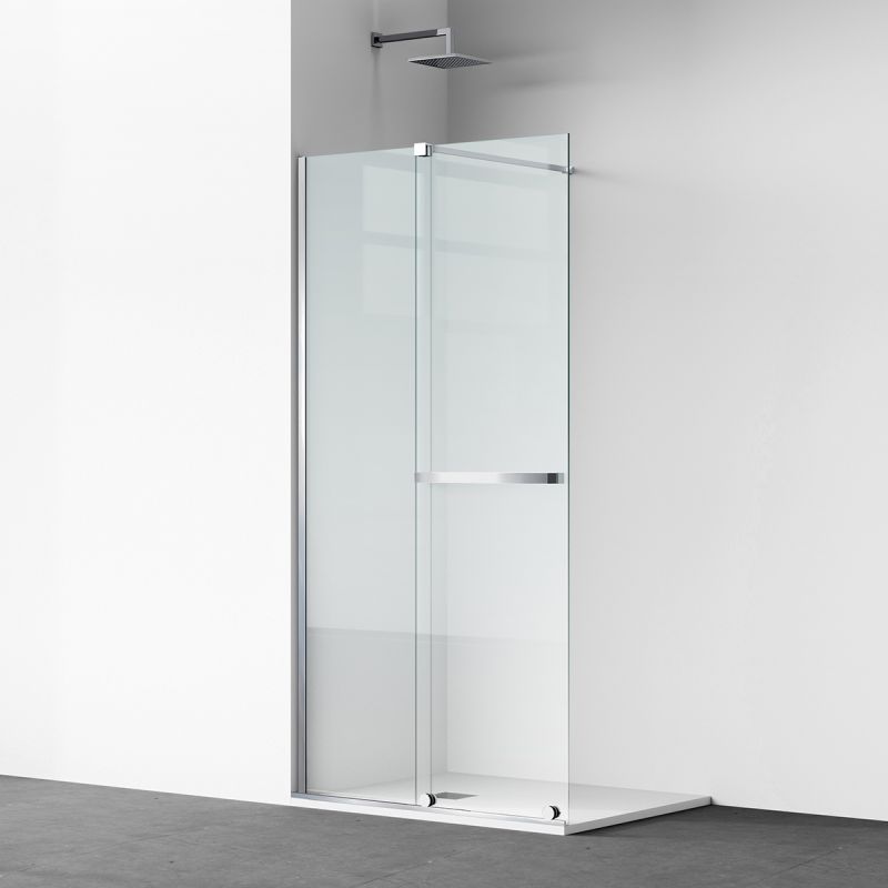 Walk-In Duschwand, 6 mm Sicherheitsglas, 2 Elemente, gleitend, Maße 100-120x200 cm, Chrom, Benito