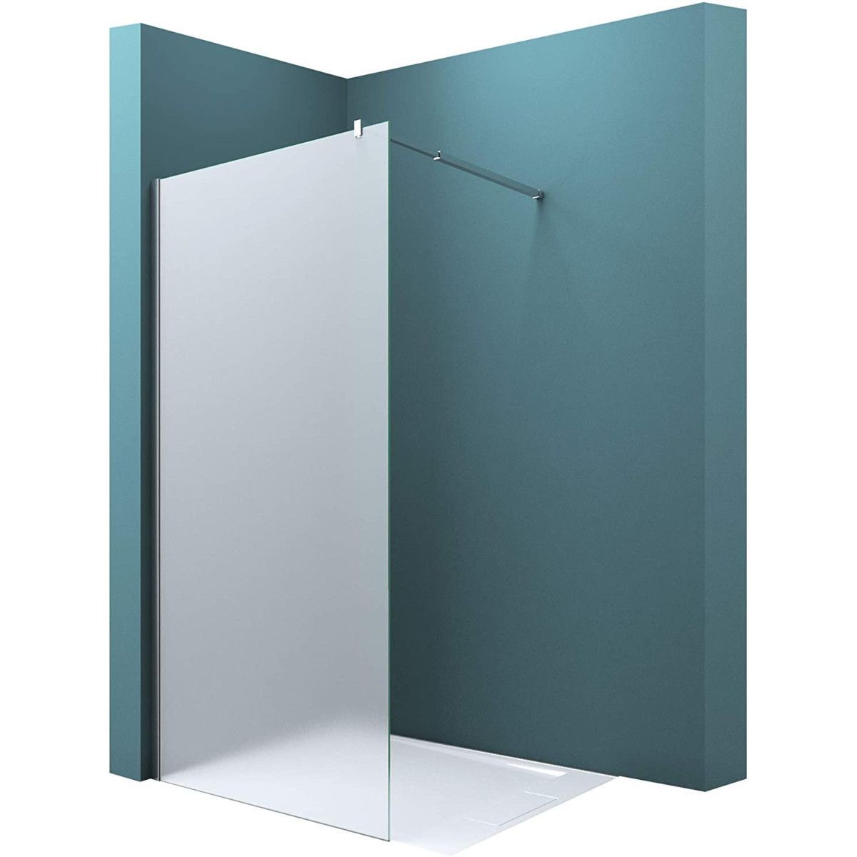 Walk-in-Duschwand, Sicherheitsglas, komplett satiniert, 10 mm, Größen 100, 120, 140, 160 cm, Lotus-Effekt, Sicilia