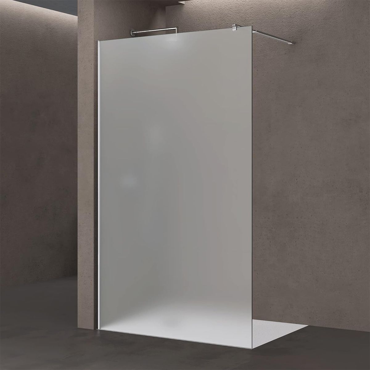 Walk-in-Duschwand, Sicherheitsglas, komplett satiniert, 10 mm, Größen 100, 120, 140, 160 cm, Lotus-Effekt, Sicilia