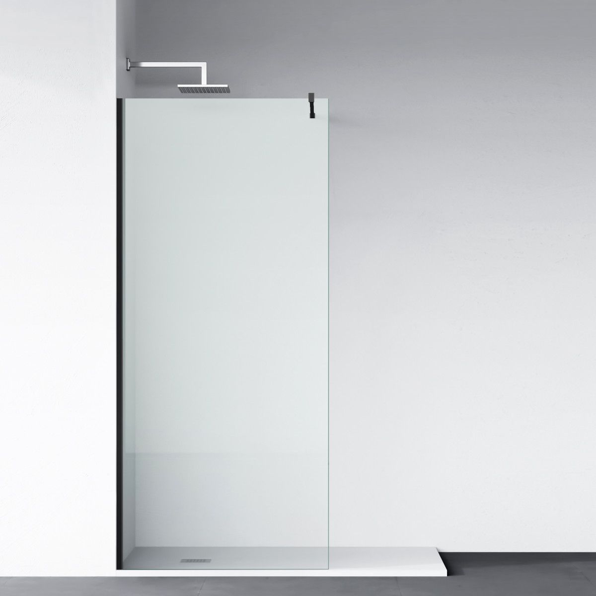 Walk-In Duschwand Ultra-Slim, 8 mm Sicherheitsglas, Maße 80-120x200 cm, mattschwarzes Profil, Nano Easy Clean, Matia