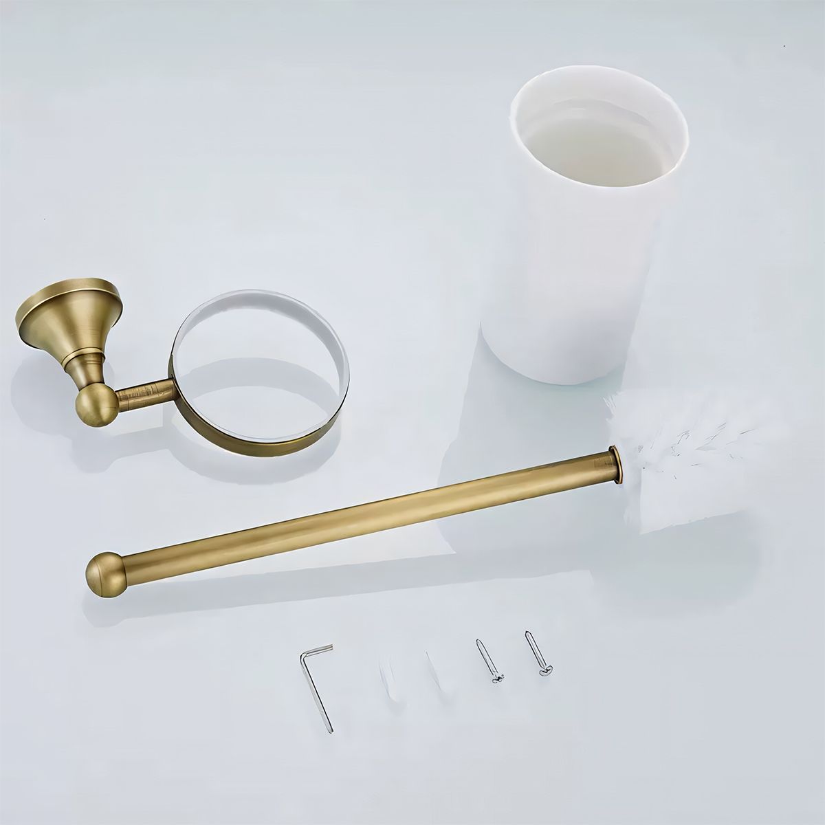 Toilettenbürste mit Halter, Wandmontage, Mattgold, Stahl, Keramik, Velvet