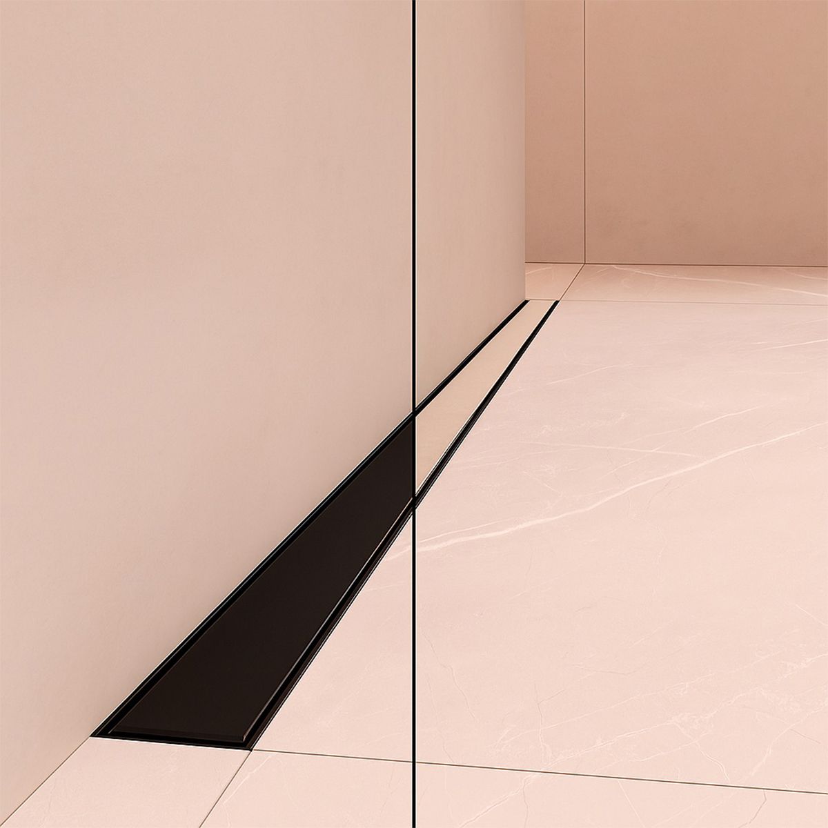 Duschrinne, Wandmontage, Größe 70–100 cm, Edelstahl, Mattschwarz