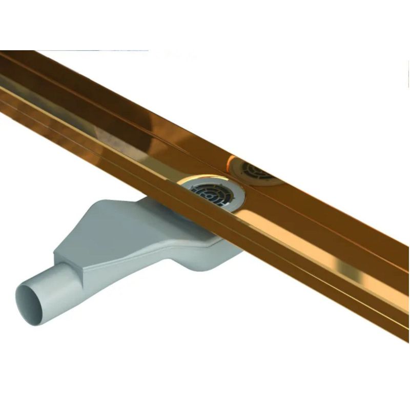 Duschrinne, Smart Pipe Siphon, Premium Low Gold, Größen zwischen 60-90 cm, Breite 7,6 cm, Edelstahl