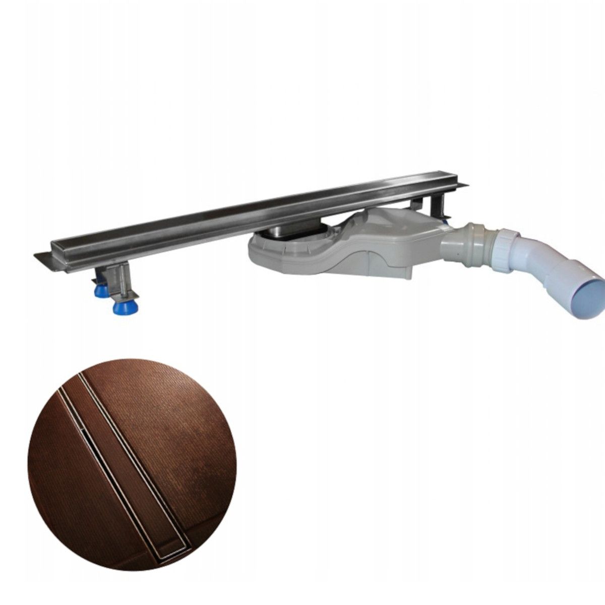 Duschrinne, verfliesbar, Viega Siphon, Einbau unter der Fliese, Chrom, Slim, Größen 50-120 cm, Breite 3,2 cm