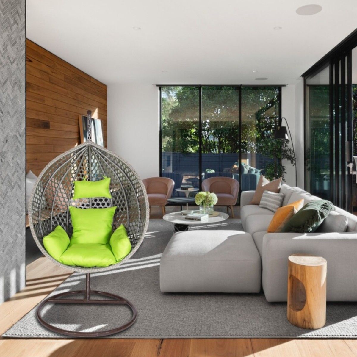 Hängesessel, Schwebesessel, Rio Exklusiv, für Garten oder Wohnzimmer, bequem und modern, Grau