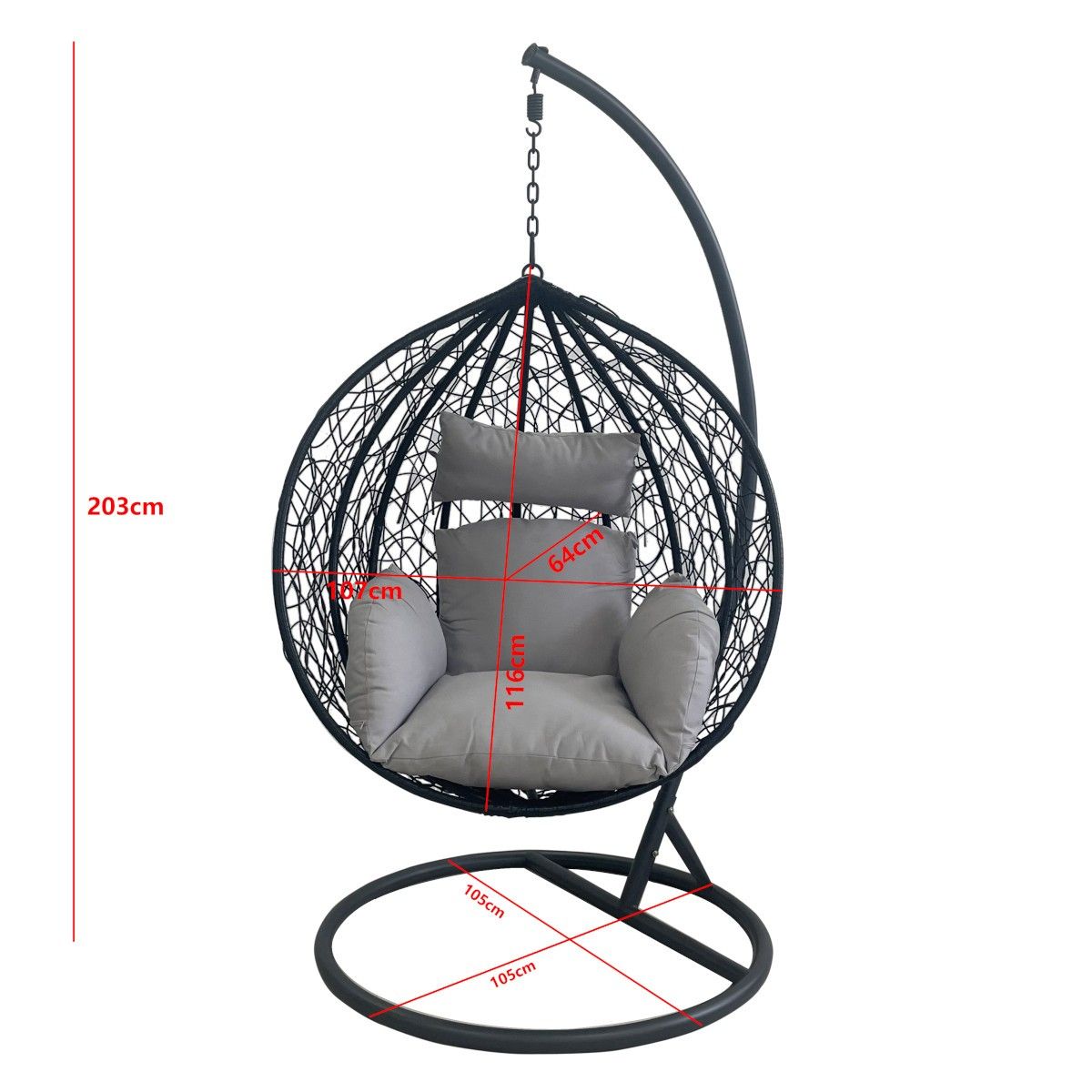 Hängesessel California Brown, Sessel zum Aufhängen, für Garten oder Wohnzimmer, komfortabel, 3D-Rattan