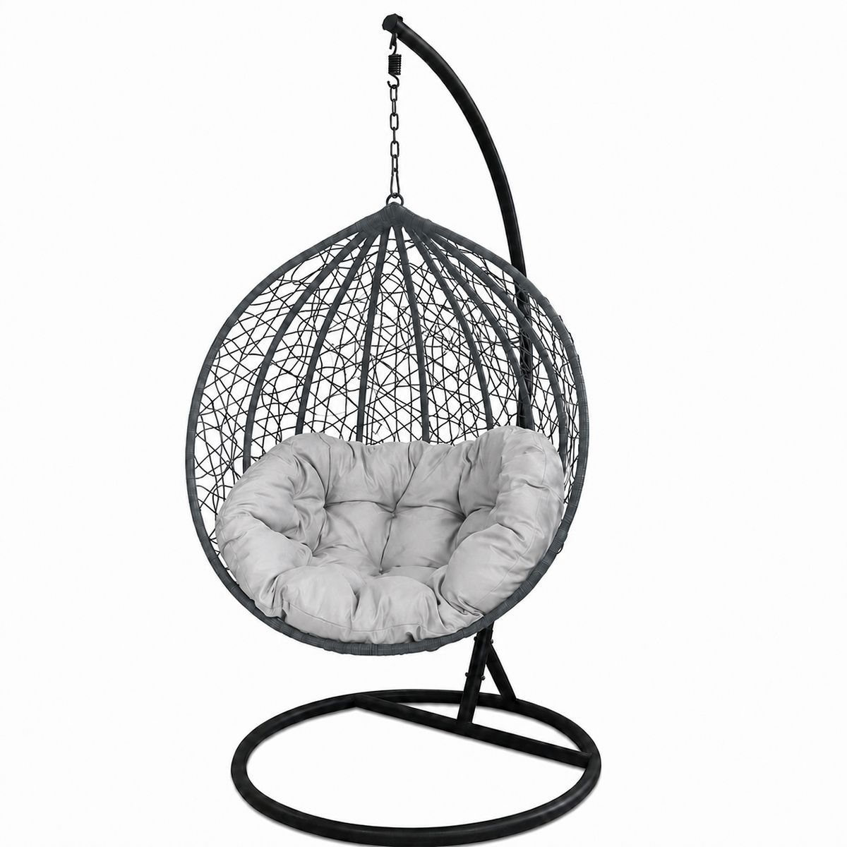 Hängesessel California Grey, Entspannungssessel zum Aufhängen, für Garten oder Wohnzimmer, komfortabel, 3D-Rattan