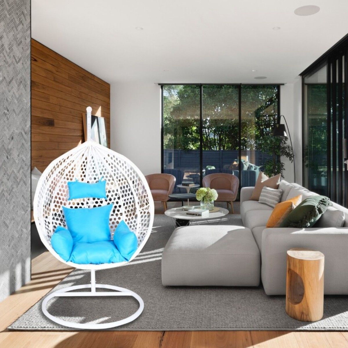 Rio Exklusiver Hängesessel, Hängesessel, für Garten oder Wohnzimmer, bequem und modern, Weiß