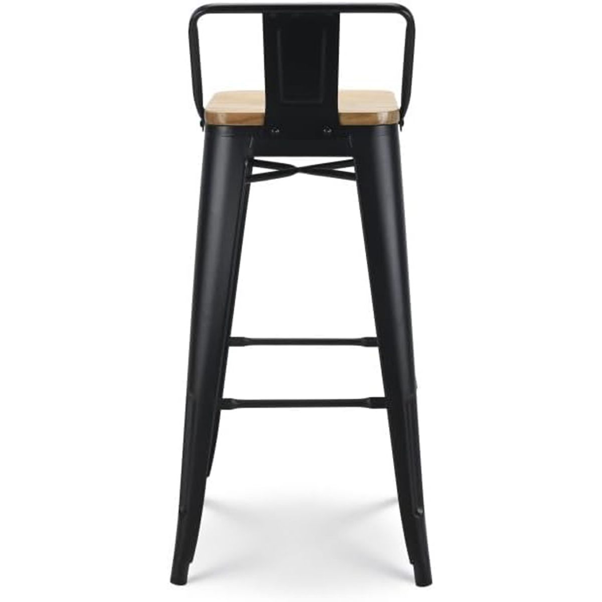 Barhocker, für Bar und Grill, verstärkter Rahmen, Eisen, Sitzfläche aus Ulmenholz, Industriedesign, 40 x 40 x 78 cm, Timo