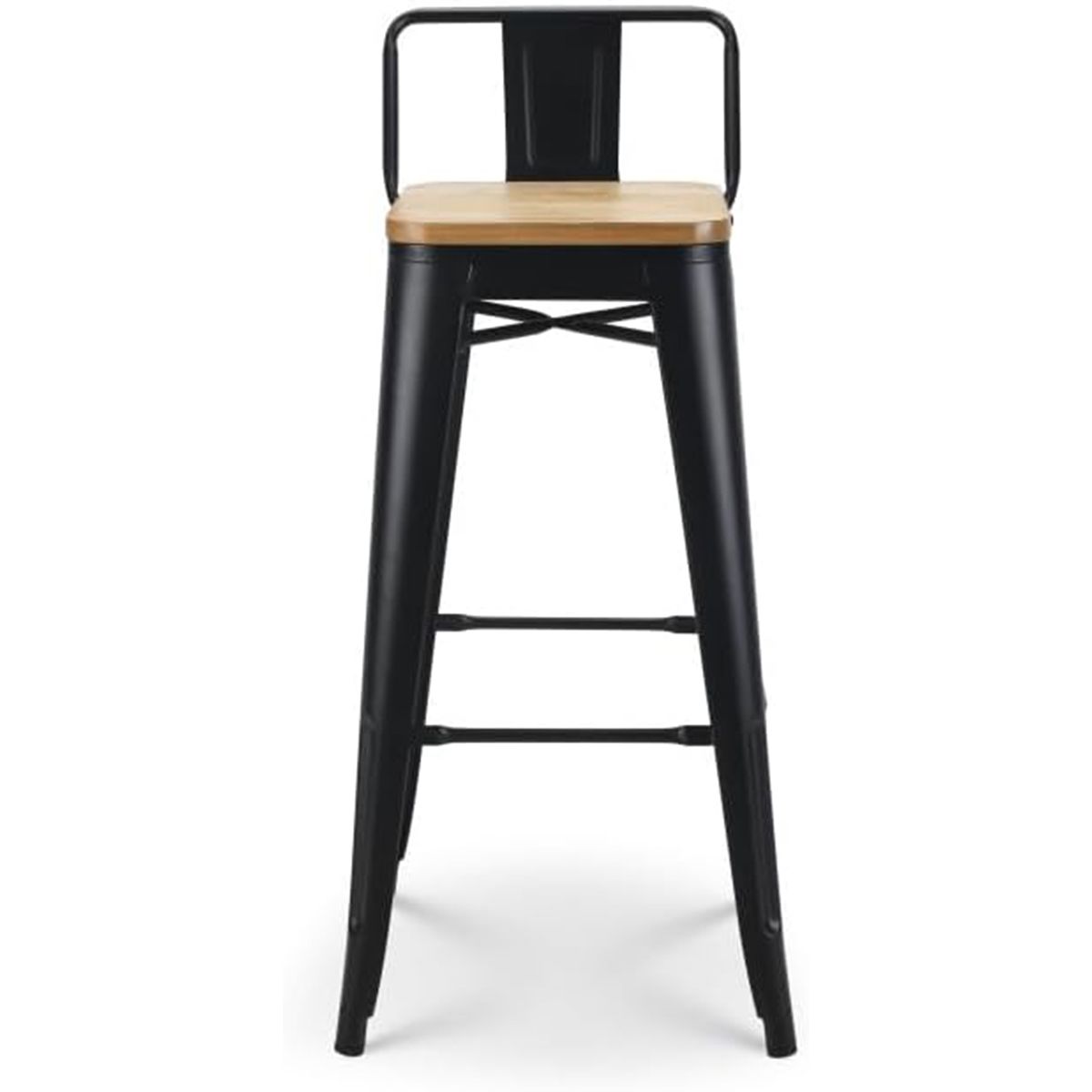 Barhocker, für Bar und Grill, verstärkter Rahmen, Eisen, Sitzfläche aus Ulmenholz, Industriedesign, 40 x 40 x 78 cm, Timo