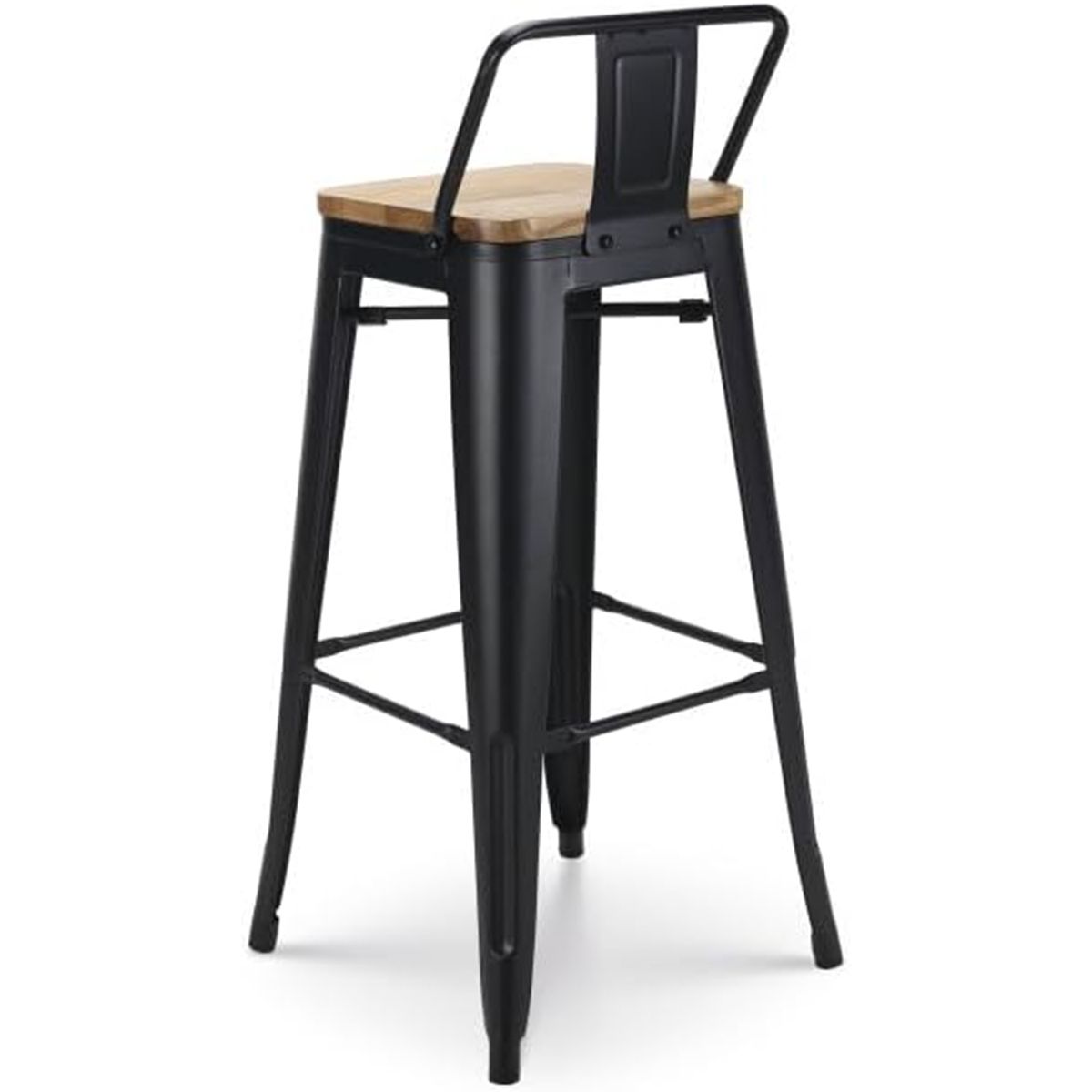Barhocker, für Bar und Grill, verstärkter Rahmen, Eisen, Sitzfläche aus Ulmenholz, Industriedesign, 40 x 40 x 78 cm, Timo