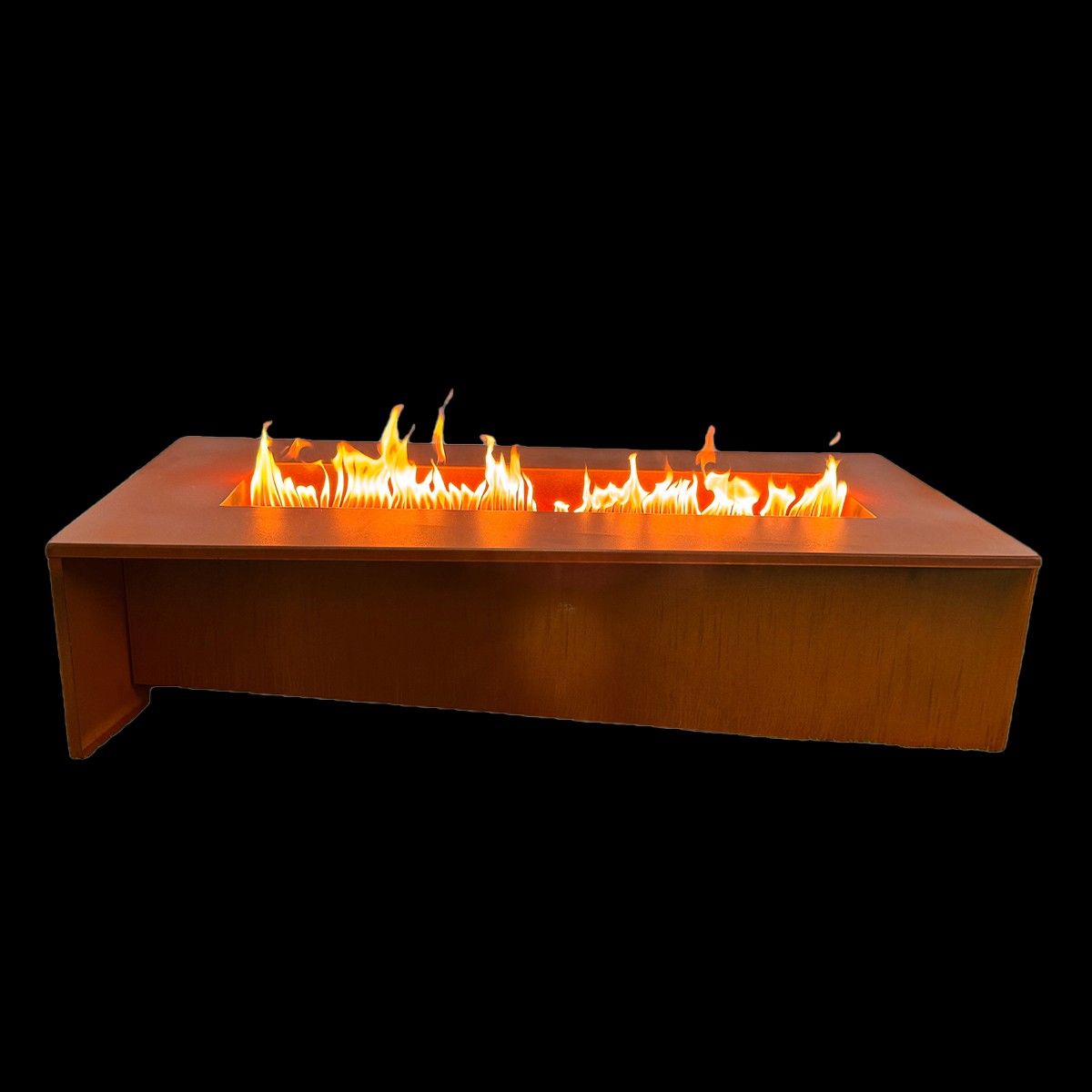 Gaskamin mit CNG, Ein-/Ausschalt- und Flammenregulierventil, 2 mm Cortenstahl, 150x70x35 cm, Luxora