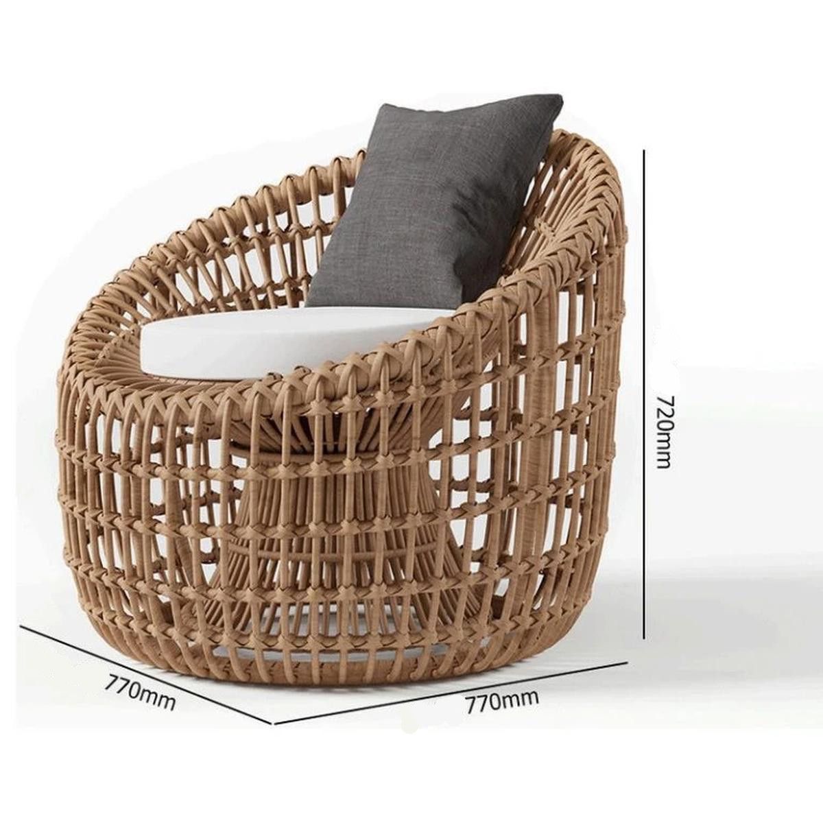 Set mobilier,terasa sau gradina, 2 fotolii, masuta de cafea, cadru aluminiu, poliratan, perne maro si albe, Ema