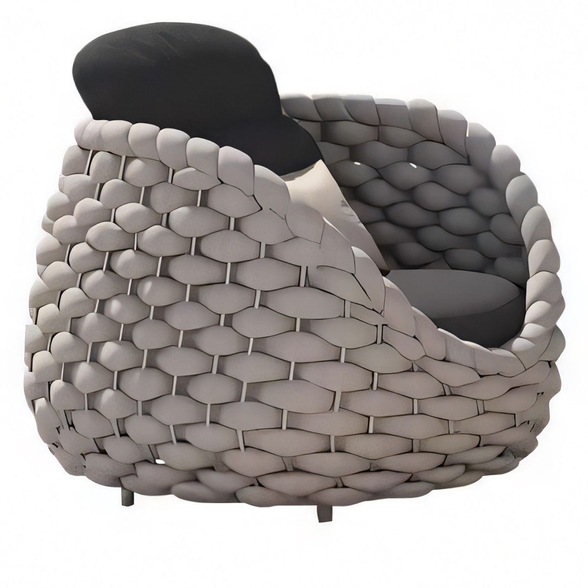 Möbelset für Terrasse und Garten, Creme, Sofa, Sessel, Couchtisch, Aluminium, Seilgeflecht, Dylan