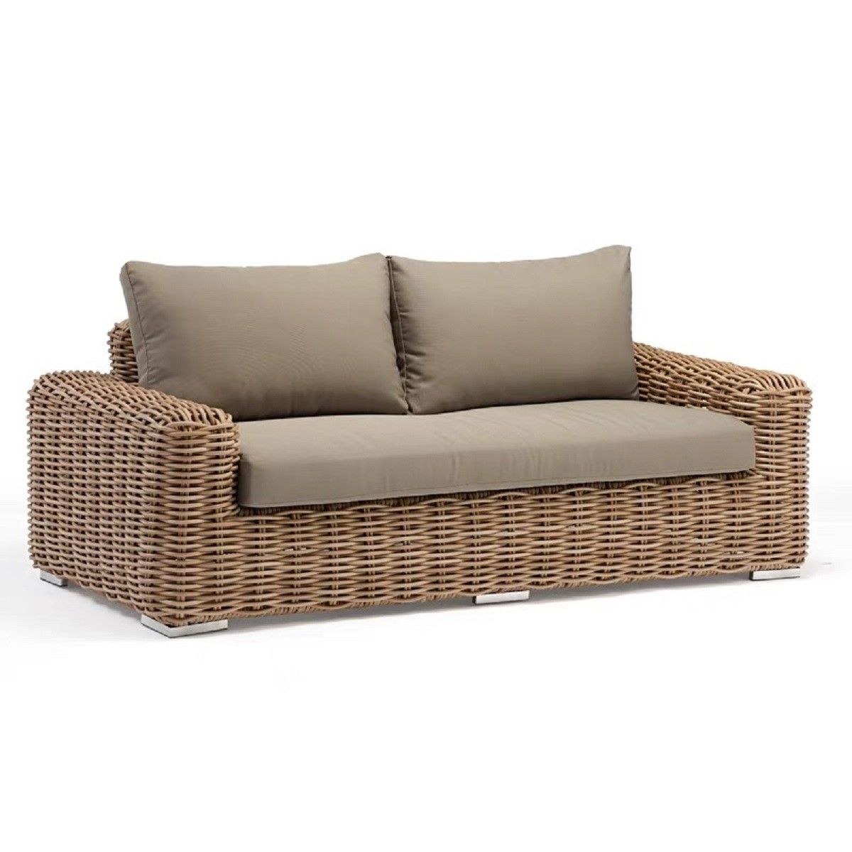 Möbelset für Terrasse oder Garten, Sofa, 2 Sessel, Couchtisch, Aluminiumrahmen, Polyrattan, Augusta
