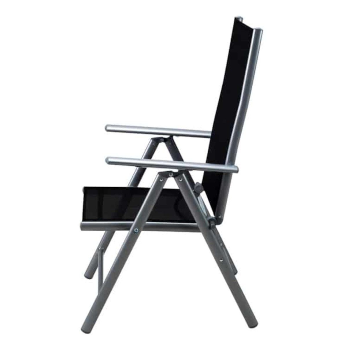 Gartenmöbel-Set für die Terrasse, großer Tisch mit matter Glasplatte, 6 klappbare Aluminiumstühle, 150 x90x75 cm, Clinton