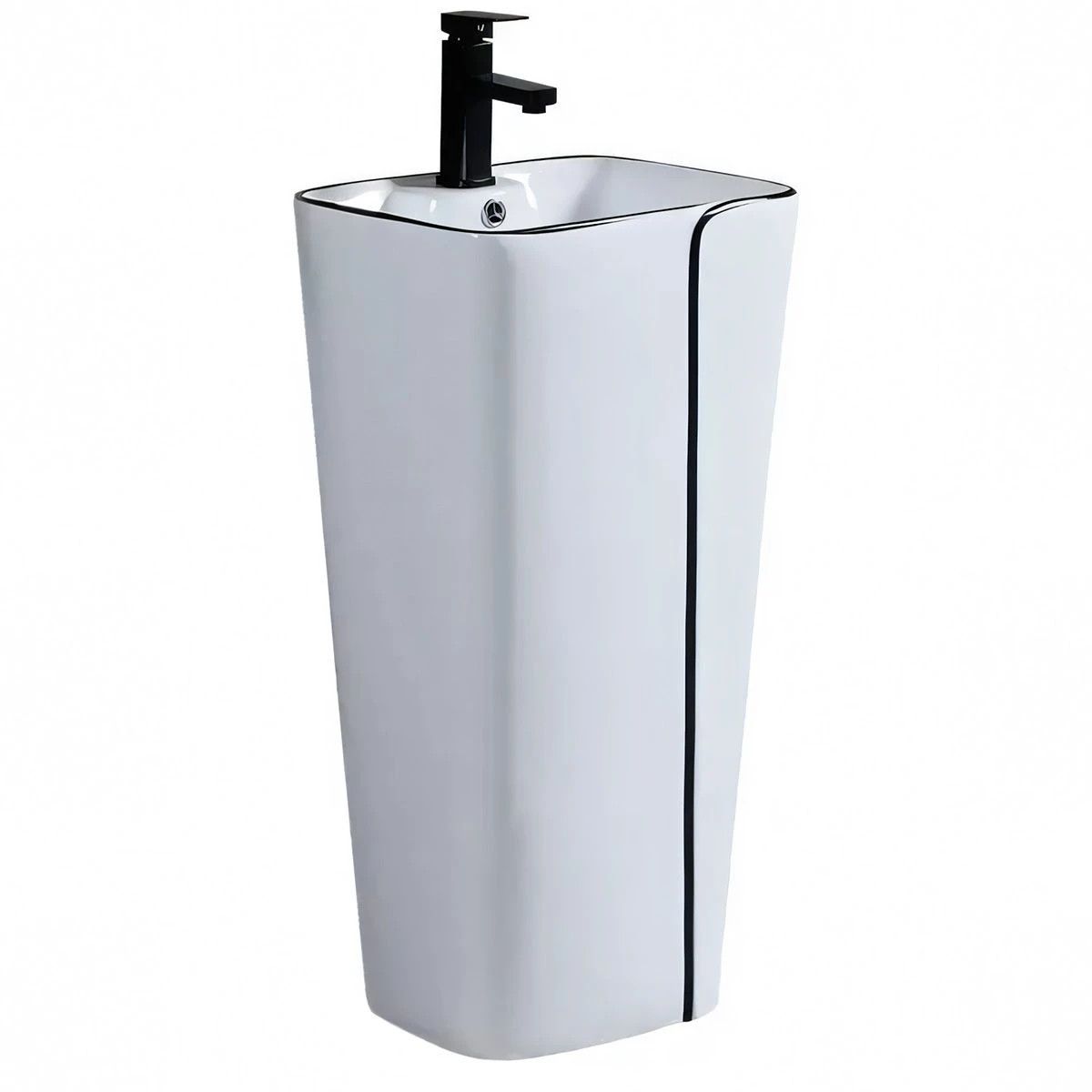 WC-Set und Standwaschbecken Lazio, Weiß, Sanitärkeramik, Bodenmontage, Spülkasten inklusive, mit Hahnloch, Soft-Close-Sitz