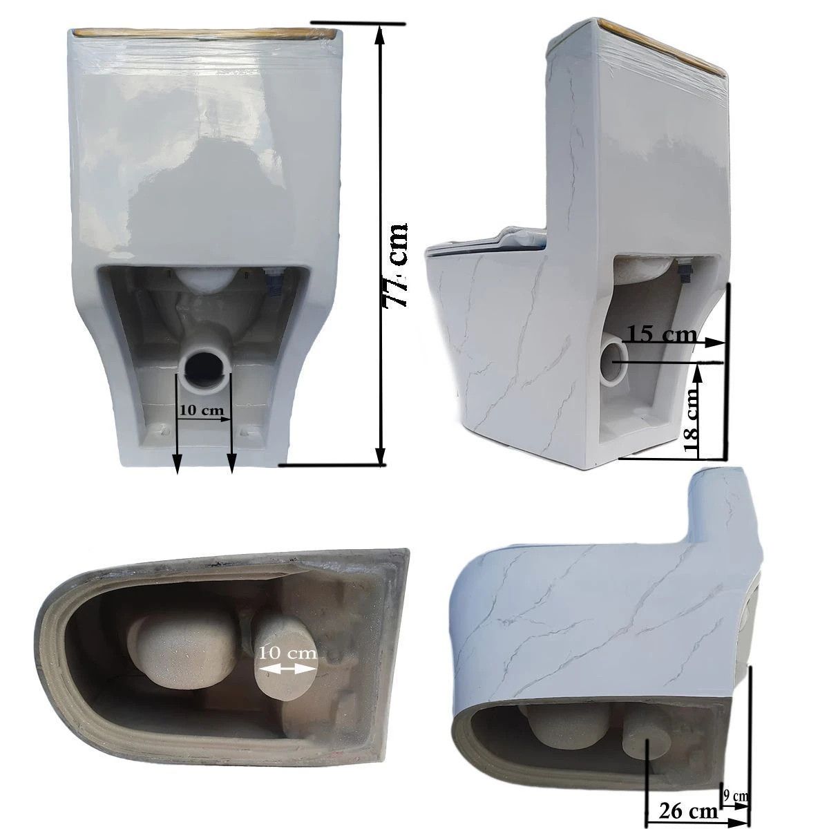 WC-Set und Standwaschbecken Lazio, Weiß, Sanitärkeramik, Bodenmontage, Spülkasten inklusive, mit Hahnloch, Soft-Close-Sitz