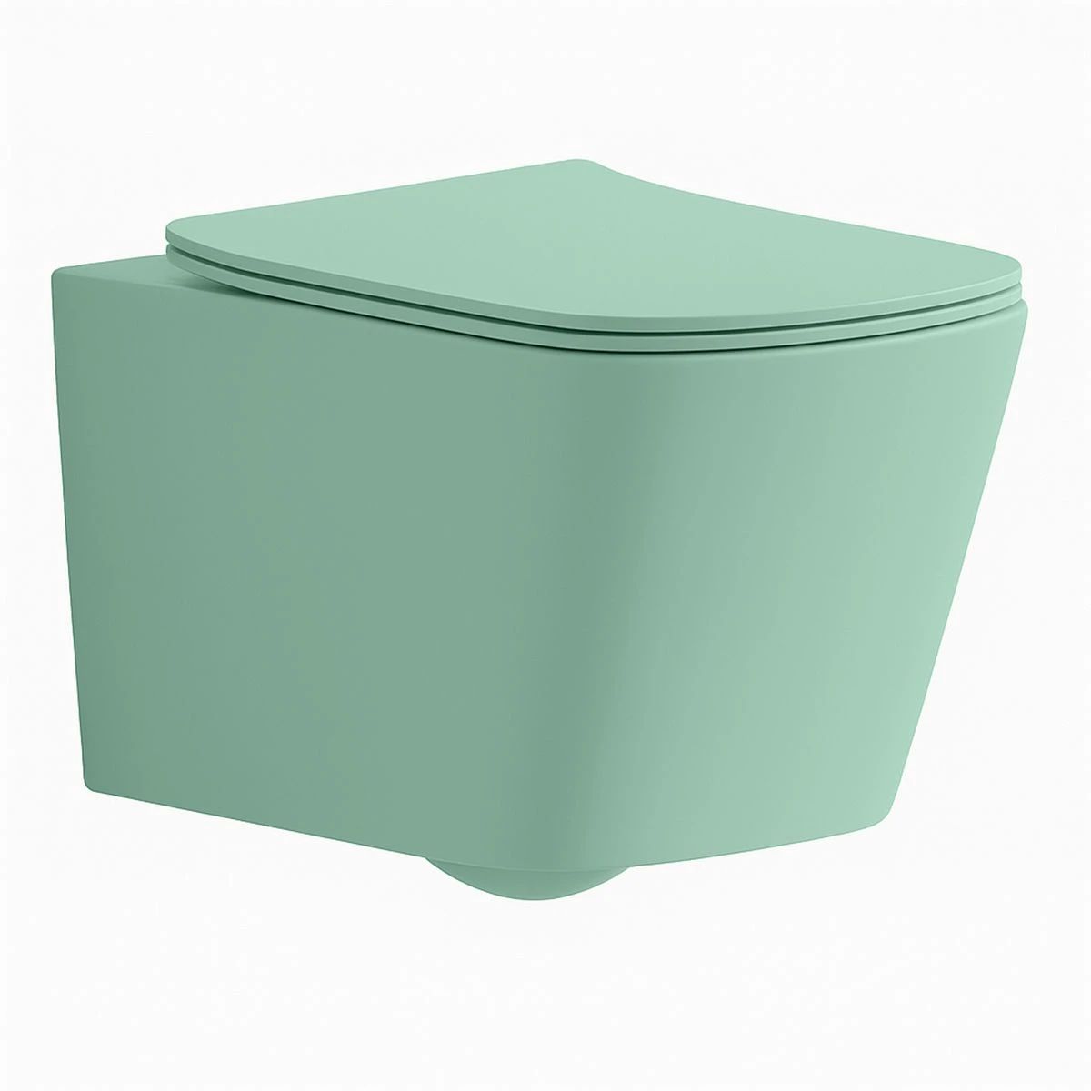 WC-Becken und Waschbecken, Mint Matt, Power Color, 51x35-50x40 cm, wandhängend und Aufsatzmontage, Duroplast-Sitz, Alfonso