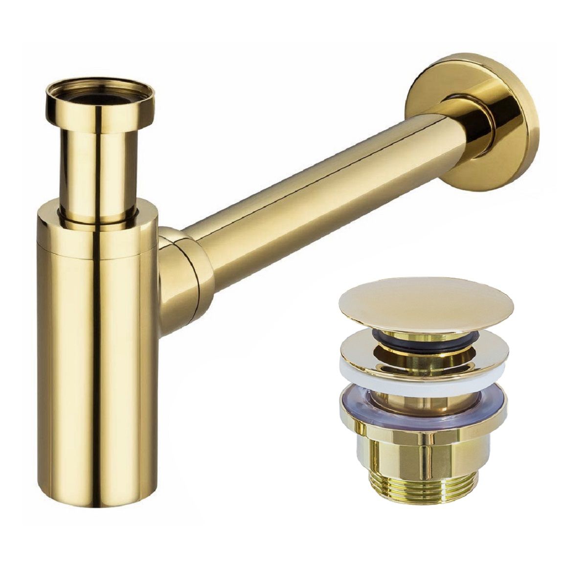 Universeller Siphon + Klick-Klack-Ventil, Push-Up-System, Oberfläche L.Gold