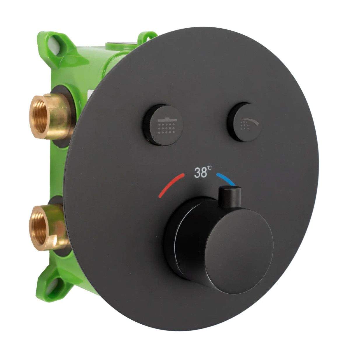 REA-MILER Thermostat-Duschsystem, Mattschwarz, Unterputz, Unterputzarmatur, Regendusche 30 x 30 cm