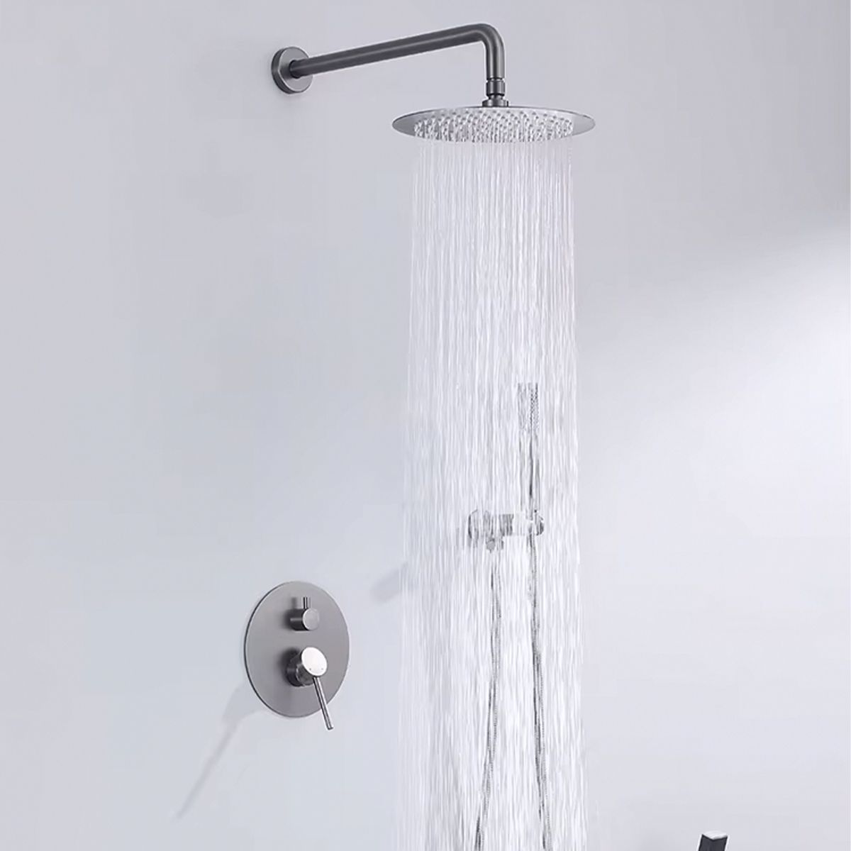 Duschsystem, Nickel Matt, 2 Funktionen, Stahl, Einbau-Einhebelarmatur, Fino