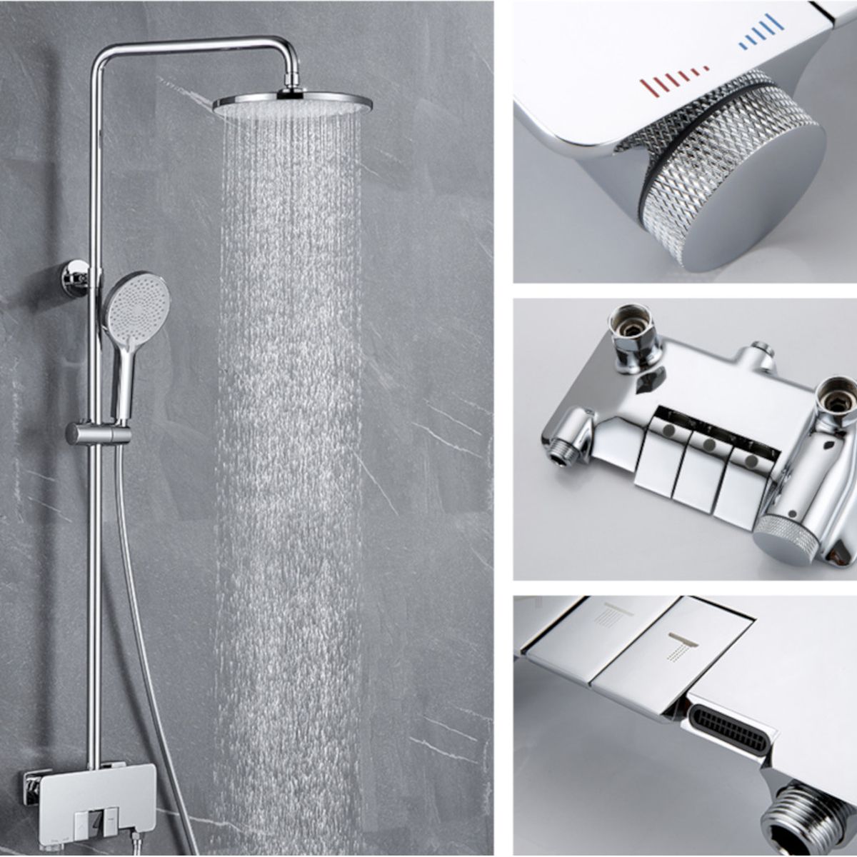 Duschsystem, Badewannenarmatur Badewanne, Piano Key, 3 Funktionen, Wandmontage, Mattgold, Lamia