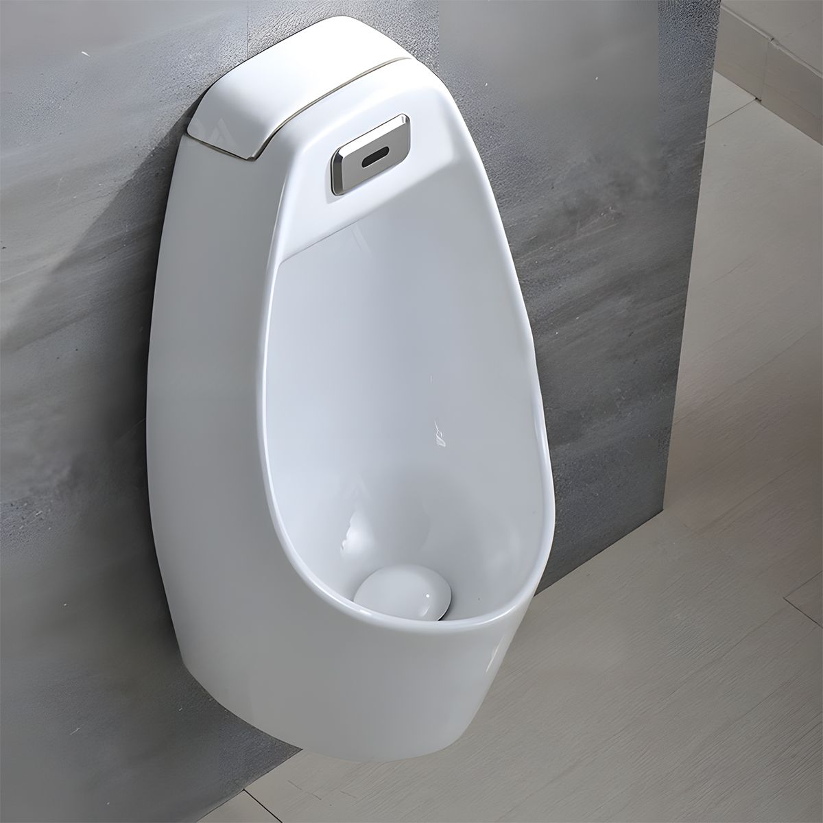 Urinal mit integriertem Sensor, Wand- oder Bodenablauf, 34x29x68 cm, Glänzend Weiß, Lucente