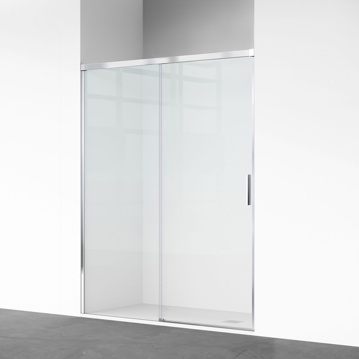 Duschtür, verschiebbar, transparent, 6 mm Sicherheitsglas, Abmessungen zwischen 100-160 cm, Chromprofil, Hanes