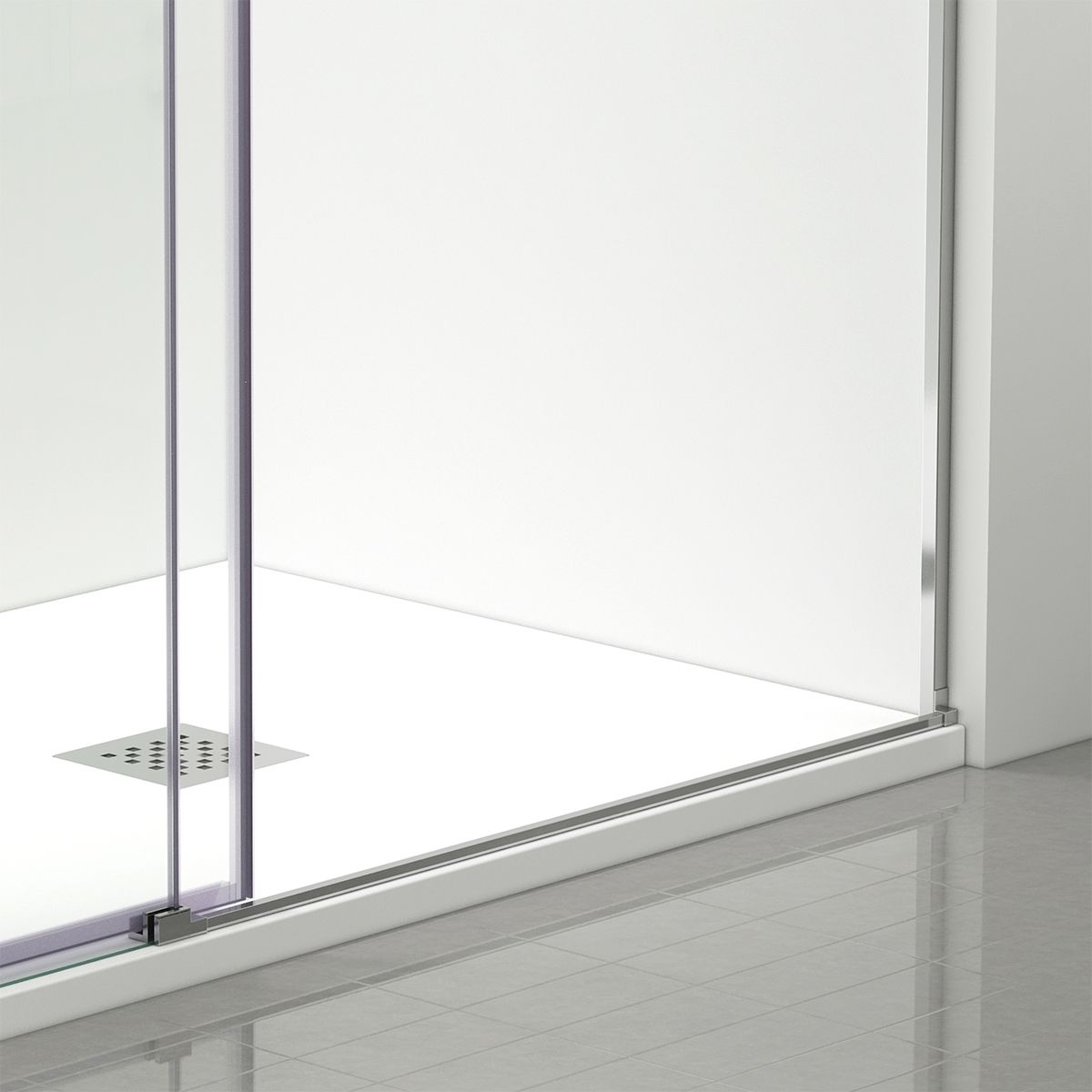 Duschtür, verschiebbar, transparent, 6 mm Sicherheitsglas, Abmessungen zwischen 100-160 cm, Chromprofil, Hanes