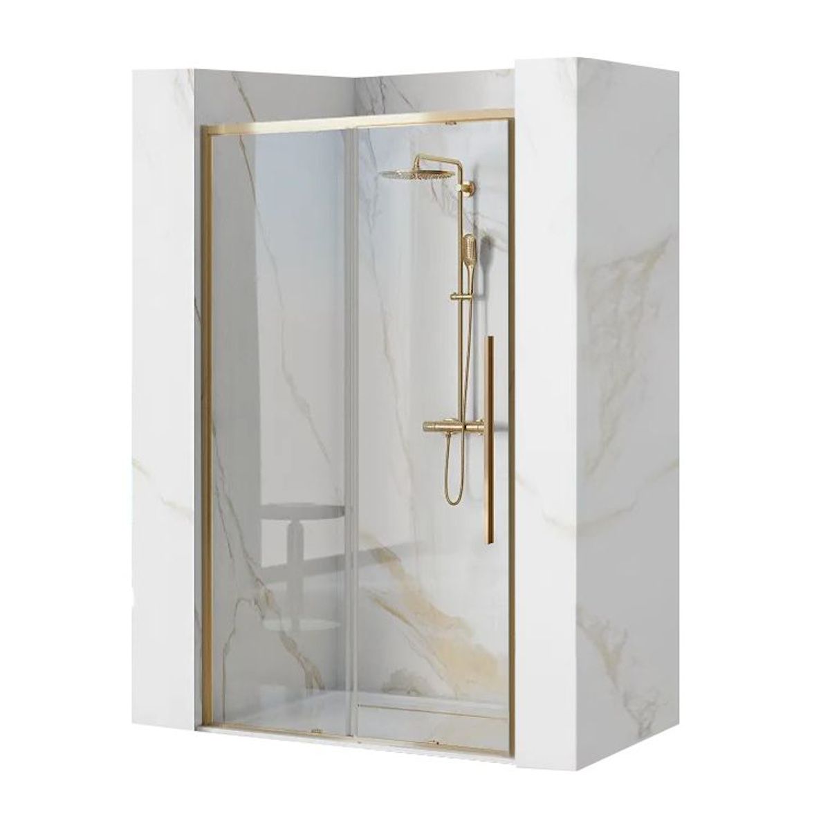 Duschwand, REA-SOL Gold, 120 cm, Schiebetür, 6 mm Sicherheitsglas, transparent