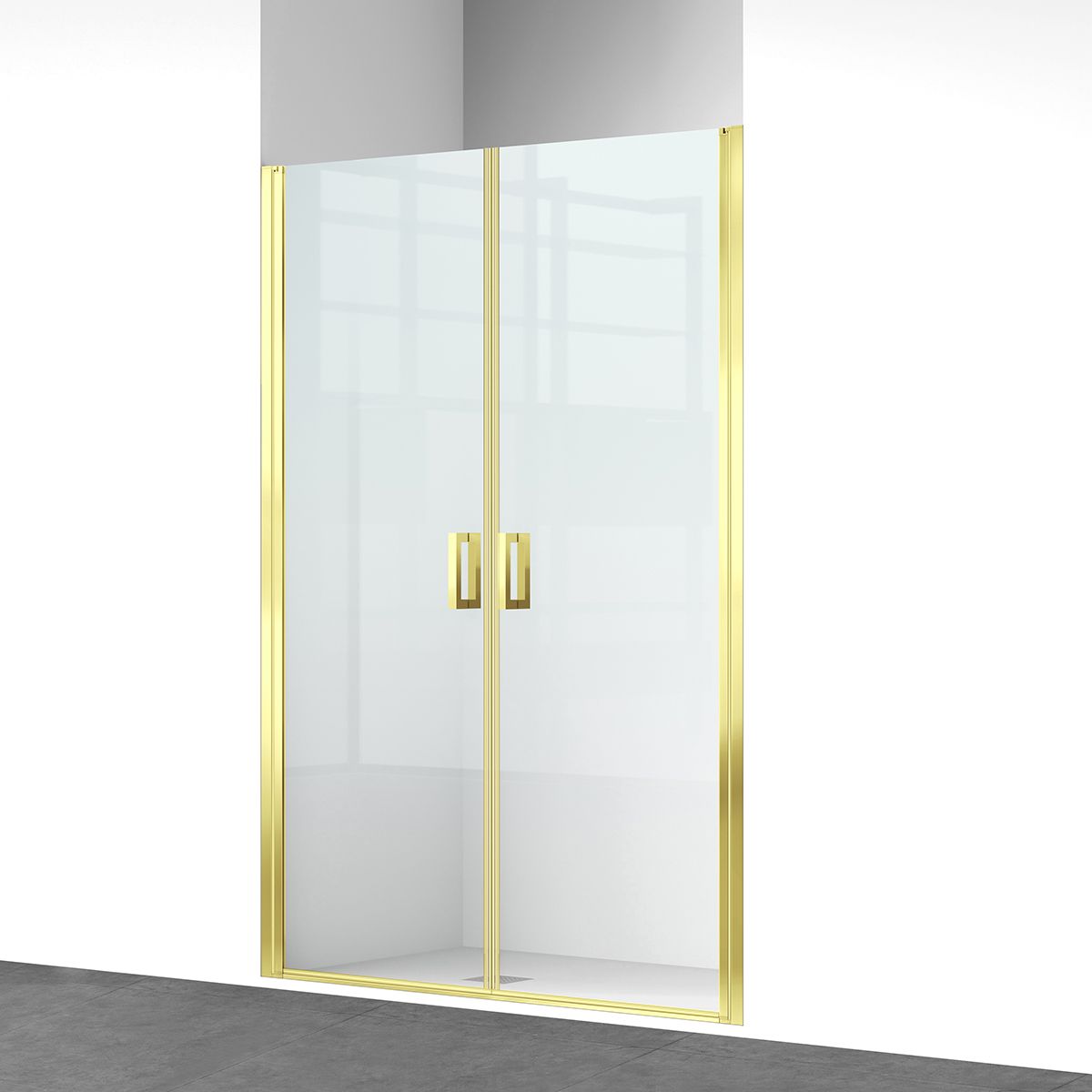 Duschtür, transparent, Pendeltür, Mattgold, 6 mm Sicherheitsglas, Maße: 100, 120, 140 x 195 cm, Napoli