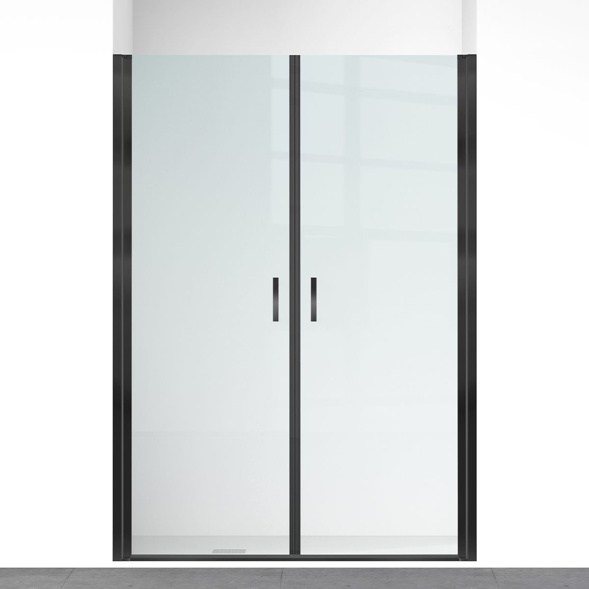 Duschtür, transparent, Pendeltür, Mattschwarz, 6 mm Sicherheitsglas, Maße: 100, 120, 140 x 195 cm, Napoli